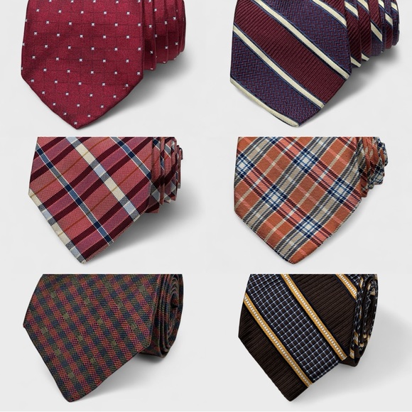 Lot of 6 - Faconnable Luxury Men’s Necktie 100% Silk Made In Italy & France - Picture 1 of 16